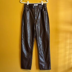 Abercrombie & Fitch Brown Faux Leather High-Rise Pants